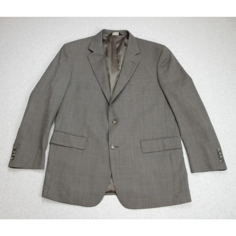 Jos A Bank Suit‎ Mens Size 44R Brown Micro Check 100% Wool 2 Piece 38 x 26 Pants